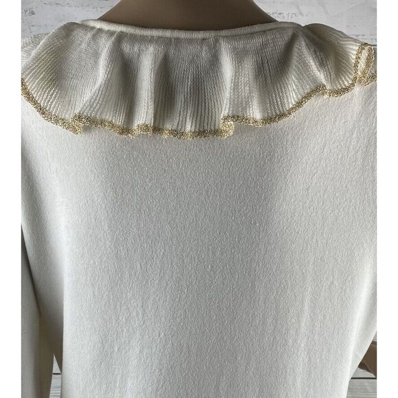 Chaps Sweater Glittery Trim Ruffled - Picture 10 of 12